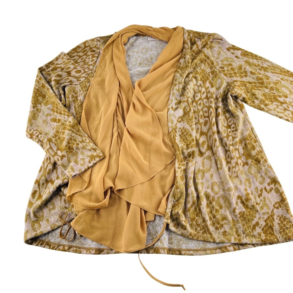 Lori Goldstein LOGO Womens XL Open Front Leopard Print Cardigan Jacket